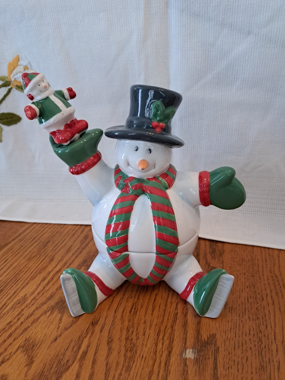 Vintage 2003 Ceramic Snowman Dip Server